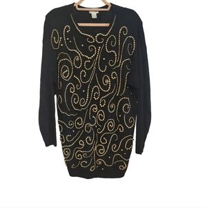 Victoria Jones 🎉HOST PICK🎉 Gold Beaded Tunic Sweater